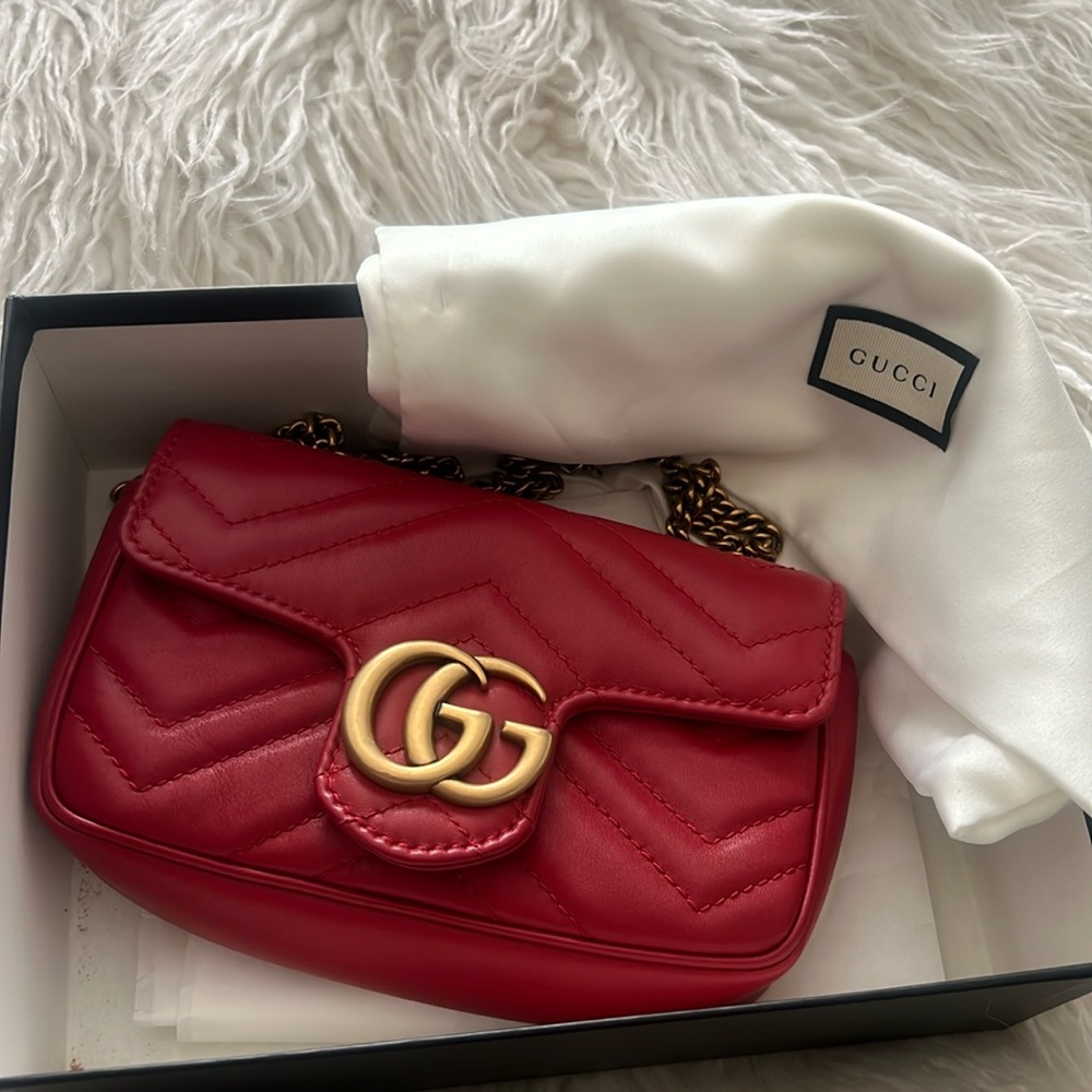 Sold 🛑Come with dust bag,and box  mini red Gucci bag